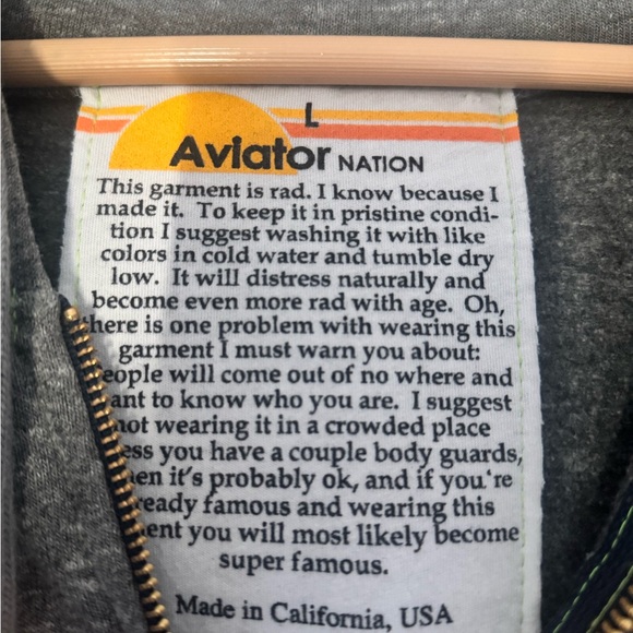 Aviator Nation Heather Gray 5 Stripe Hoodie - Picture 6 of 7